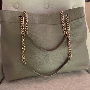 Genuine Leather Shoulder Bag with Chain Strap in Grey by 14th & Union Nordstrom